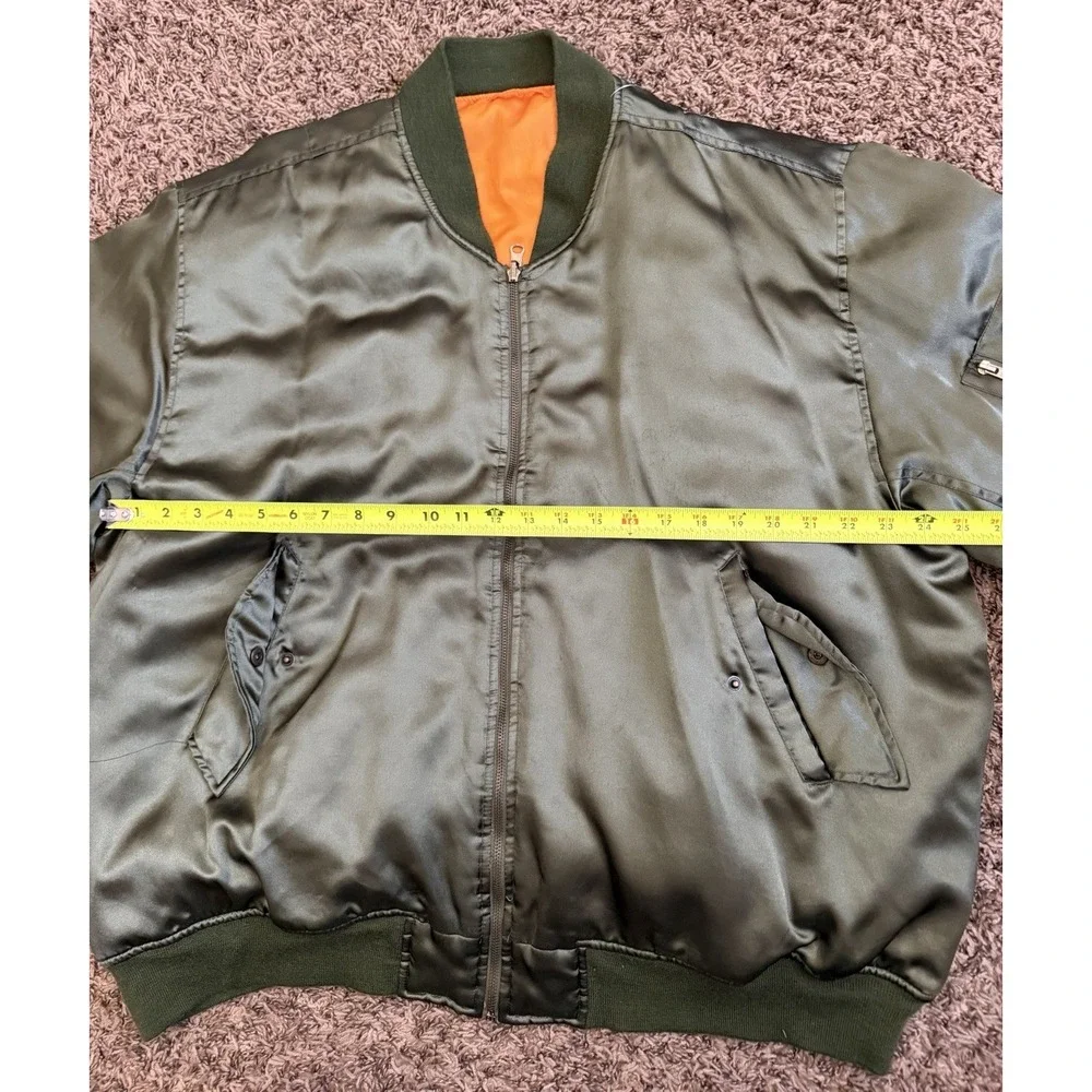Steve & Barry's Flight Jacket Reversible Olive Green Orange Zip Pockets Size 2XL